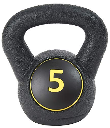 Sporzon! Wide Grip Kettlebell Exercise Fitness Weight, Set of 3, Includes 5 lbs, 10 lbs, 15 lbs, Multicolor