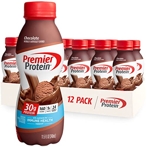 Premier Protein Shake 30g Protein 1g Sugar 24 Vitamins Minerals Nutrients to Support Immune Health, Chocolate, 11.5 Fl Oz (Pack of 12)