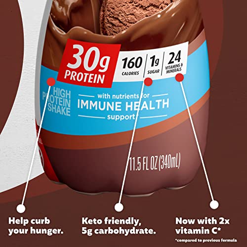 Premier Protein Shake 30g Protein 1g Sugar 24 Vitamins Minerals Nutrients to Support Immune Health, Chocolate, 11.5 Fl Oz (Pack of 12)