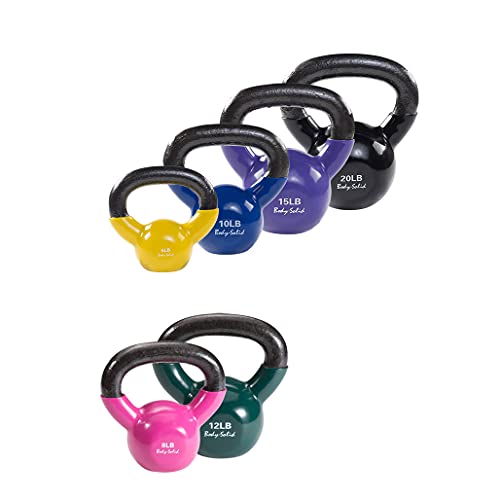 Body-Solid Vinyl Coated Kettlebell Set, 5-20 Pounds