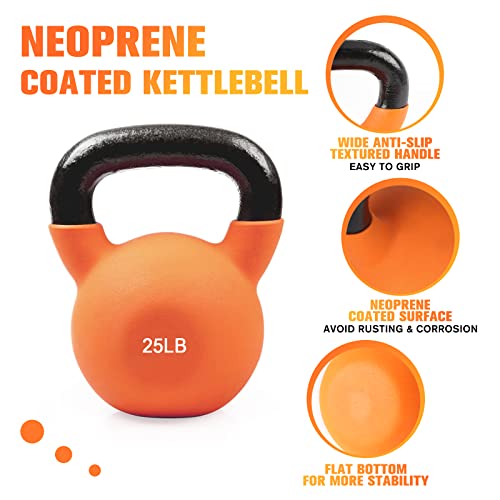 RitFit Neoprene Coated Kettlebell Weight Set, Solid Cast Iron, 20-50 LB (20+25+30+40+45LB)