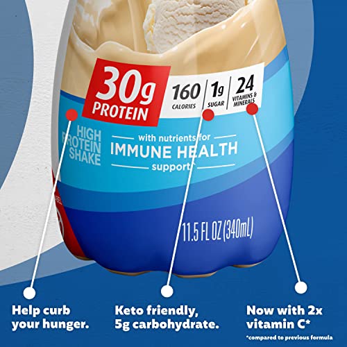 Premier Protein Shake, Vanilla, 30g Protein, 1g Sugar, 24 Vitamins & Minerals, Nutrients to Support Immune Health 11.5 Fl Oz (Pack of 12)