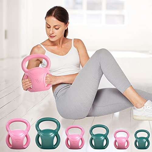 5 lb Kettlebell Weight with Three-handles for Weightlifting, Conditioning and Core Training for Women Men Home Gym [2022 Latest-Pink]