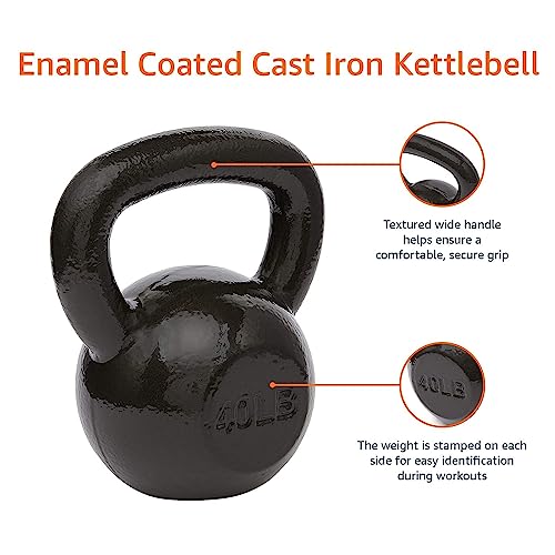 Amazon Basics Cast Iron Kettlebell with Enamel Finish, 40-Pound, Black