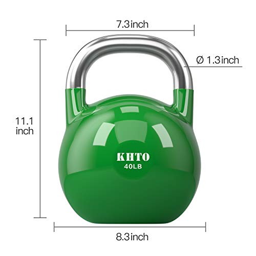KHTO Kettle Bells – Competition Kettlebell 40 LB – Professional Grade Kettlebell for Fitness, Weightlifting, Core Training – Durable and Strong Design – 10-50 LB Color-Coded Collection