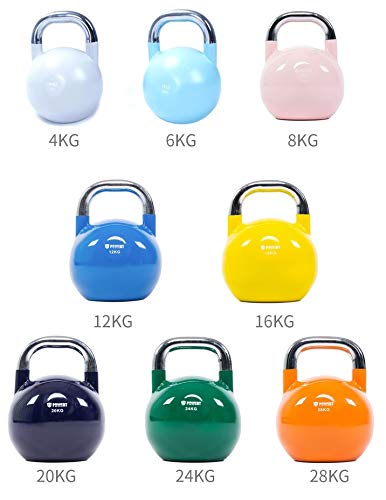 POWERT Competition Kettlebell|Premium Quality Coated Steel|Ergonomic Design|Great for Weight Lifting Workout & Core Strength Training& Muscle Building|Color Coded (H-28Kg)