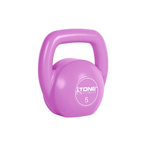Tone Fitness Vinyl Kettlebell, 5-Pound, Pink