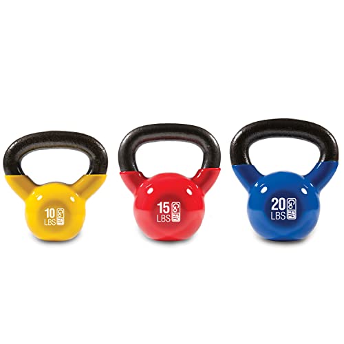 GoFit Ultimate Kettlebell Fit 3-pack - 10-lbs, 15-lbs, 20-lbs