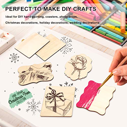 32pcs Unfinished Wood Ornaments for DIY Crafts & Decor