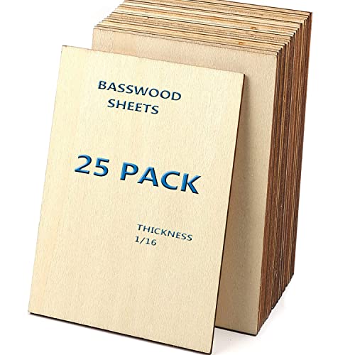 25Pcs Thin Basswood Sheets for DIY Crafts and Projects