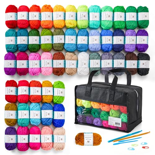 52 Acrylic Yarn Skeins Set with Crochet Kit