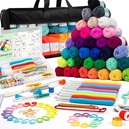 113-Piece Crochet Set with 1600 Yards Assorted Yarn