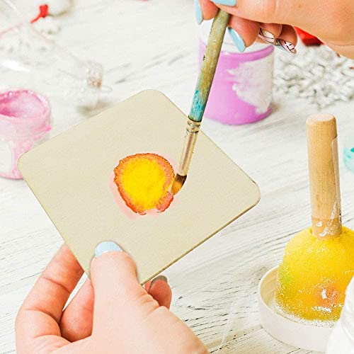 42 Piece Unfinished Wood Square Slices for DIY Crafts