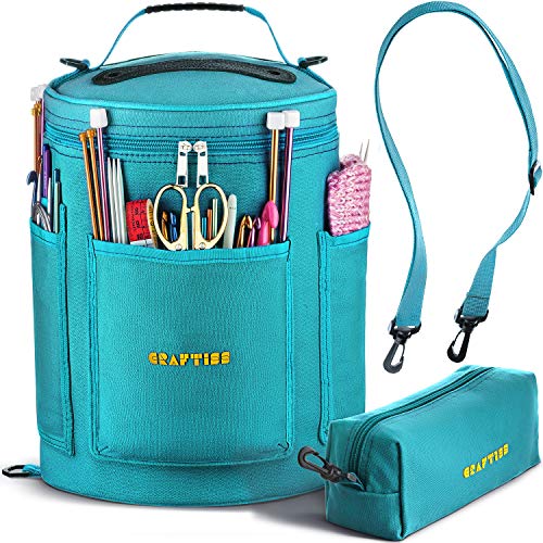 Durable Canvas Knitting Bag with Accessories Case