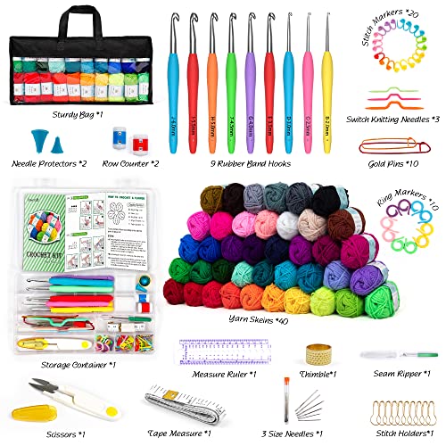 113-Piece Crochet Set with 1600 Yards Assorted Yarn