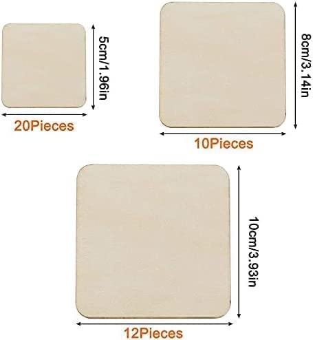 42 Piece Unfinished Wood Square Slices for DIY Crafts