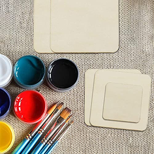 42 Piece Unfinished Wood Square Slices for DIY Crafts