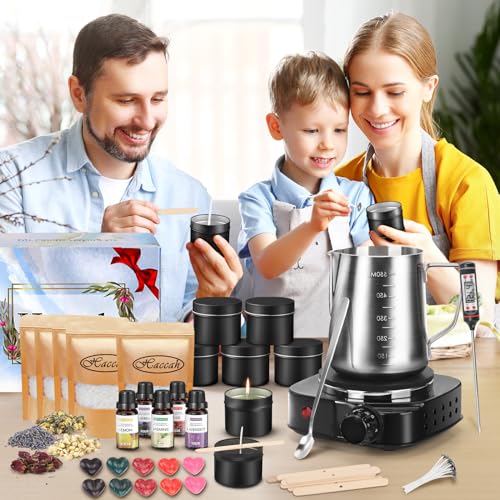 Candle Making Kit with Melter, Supplies, Scents, Dyes