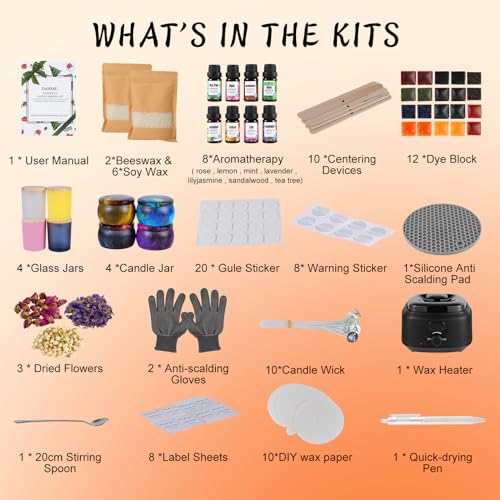 Adults Candle Making Kit, Premium Supplies with Wax Warmer