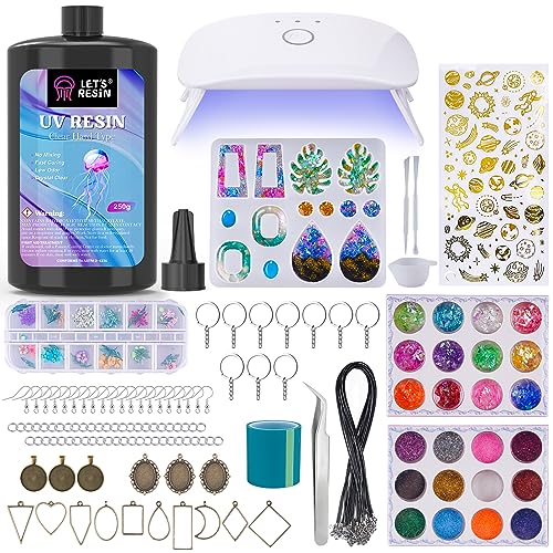 DIY Jewelry Making Kit with Clear Resin & UV Lamp