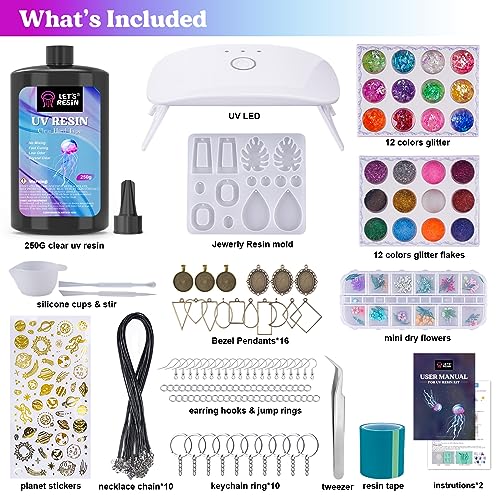 DIY Jewelry Making Kit with Clear Resin & UV Lamp