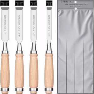 GREBSTK 4-Piece Professional Wood Chisel Set, Chrome Vanadium