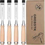 GREBSTK 4-Piece Professional Wood Chisel Set, Chrome Vanadium