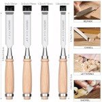 GREBSTK 4-Piece Professional Wood Chisel Set, Chrome Vanadium