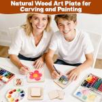 42 Piece Unfinished Wood Square Slices for DIY Crafts