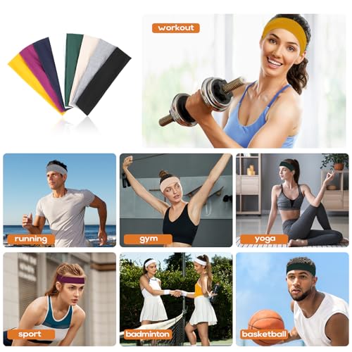 8-Pack Non-Slip Workout Headbands for Women