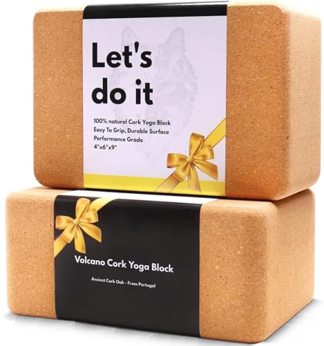 Natural Cork Yoga Blocks 2-Pack - Non-Slip Support