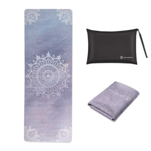 SNAKUGA Non-Slip Travel Yoga Mat with Carry Bag