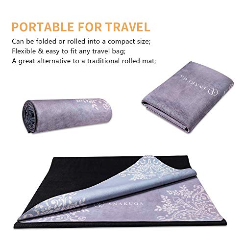 SNAKUGA Non-Slip Travel Yoga Mat with Carry Bag
