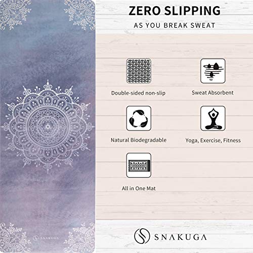 SNAKUGA Non-Slip Travel Yoga Mat with Carry Bag