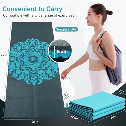 Aovalre Foldable Non-Slip Yoga Mat 72"x31