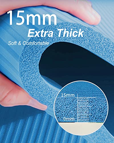 Extra Thick 6x4 Ft Yoga Exercise Mat - Blue