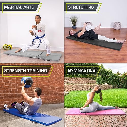 Thick Tri-Fold Exercise Mat with Carry Handles