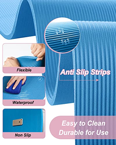 Extra Thick 6x4 Ft Yoga Exercise Mat - Blue