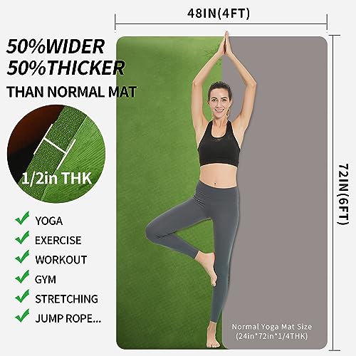 Extra Thick Non-Slip Hatha Yoga Mat - Green