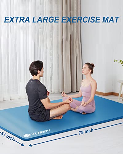 Extra Thick 6x4 Ft Yoga Exercise Mat - Blue