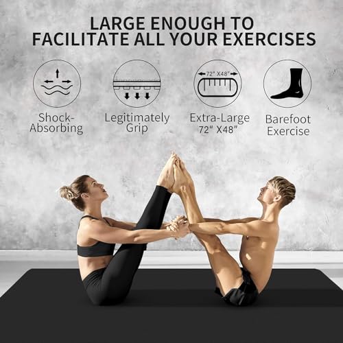 CAMBIVO Extra Thick Non-Slip Yoga Mat 6'x4