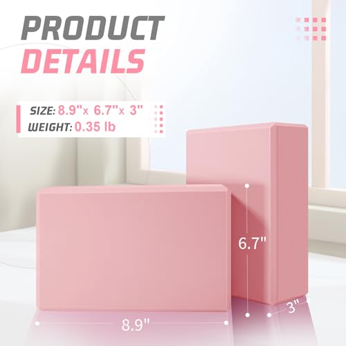 Supportive Pink EVA Foam Yoga Blocks - 2 Pack
