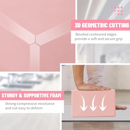 Supportive Pink EVA Foam Yoga Blocks - 2 Pack