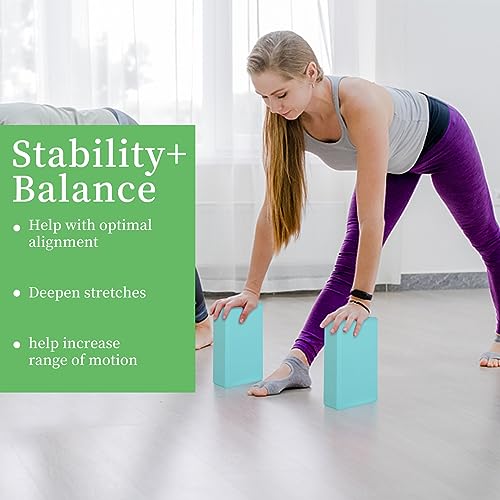 Premium EVA Foam Yoga Blocks 2 Pack - Teal