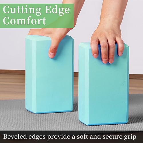 Premium EVA Foam Yoga Blocks 2 Pack - Teal