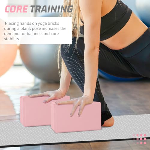 Supportive Pink EVA Foam Yoga Blocks - 2 Pack