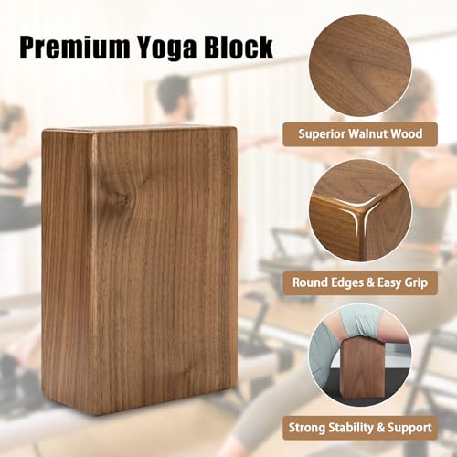 Premium Walnut Yoga Block - Eco-Friendly 9"x6"x3