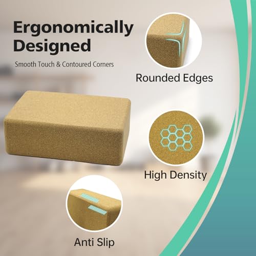 Natural Cork Yoga Blocks with Strap - 2 Pack