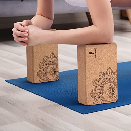 Overmont Eco-Friendly Cork Yoga Blocks & Strap Set