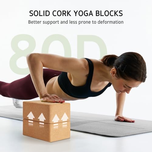 Cork Yoga Blocks and Strap Set for Flexibility